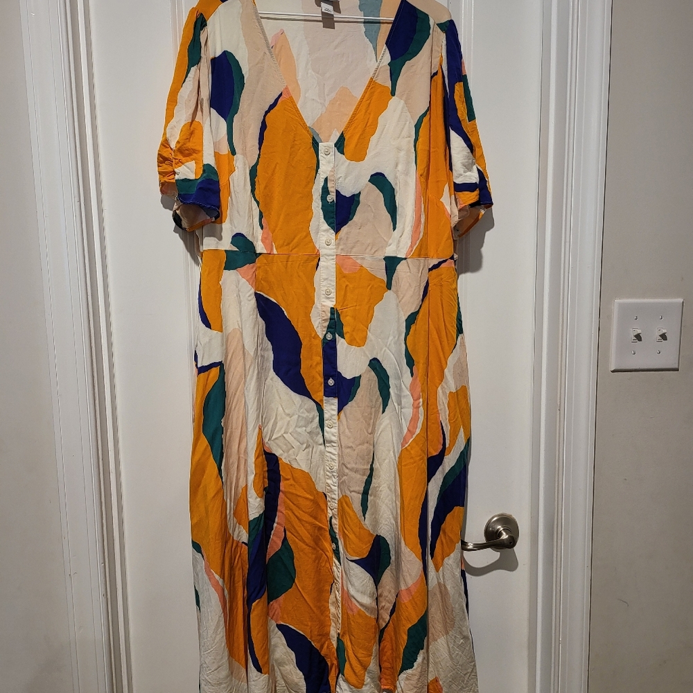 Slightly Worn-Colorful Abstract Flare Dress